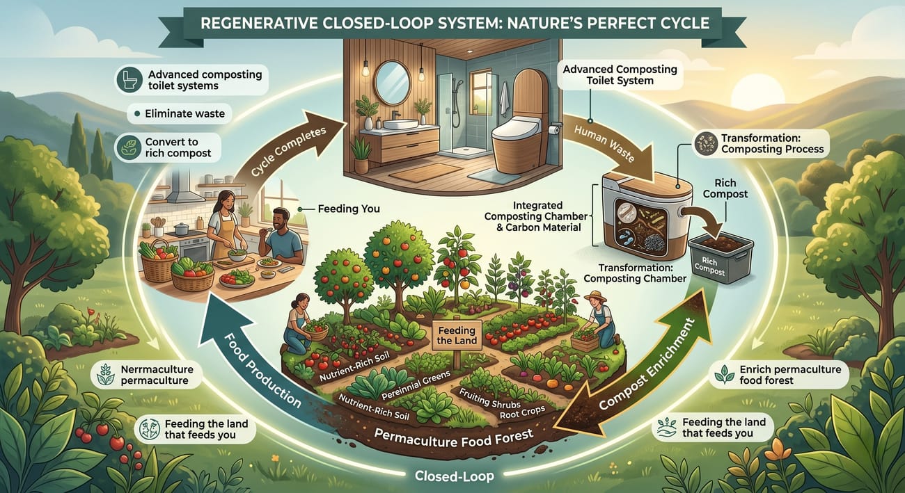 Regenerative closed-loop system feeding the permaculture food forest